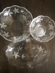 Lot Of 3 Mikasa Crystal Pieces Candy Dish Small Platter Small Bowl - Picture 1 of 5