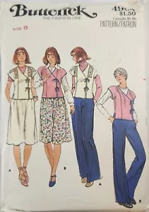 Butterick patrón 4909 Misses top falda y pantalón sin cortar talla 8 - Imagen 1 de 2