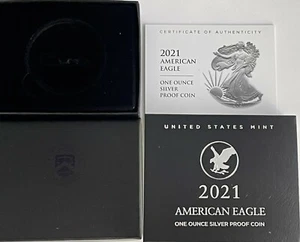 20 - No Coin 2021 W $1 Proof Silver American Eagle Box & Coa No Capsule Type 2 - Picture 1 of 3