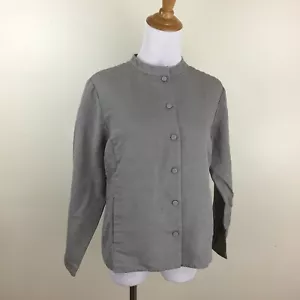 Giacca donna Eileen Fisher Taupe 100% seta testurizzata collo mandarino tg small - Foto 1 di 8