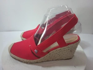 Ralph Lauren Penelope Espadrille Wedge Heels Slingback Sandal Red Women's 6.5B - Picture 1 of 22