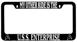 My Other Ride Is The USS Enterprise Black METAL License Plate Frame Auto - Picture 1 of 1