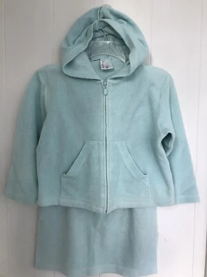 Hanna Andersson De Colección Niñas Talla 130 EE. UU. 8 Luz Aqua Sudadera con Capucha Cremallera Conjunto de Chaqueta y Falda Foto 1 de 4