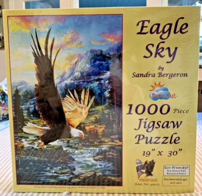 Sunsout Eagle Sky 1000 Piece Jigsaw Puzzle by Sandra Bergeron COMPLETE 19x30 - Image 1 of 2