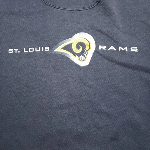 Vintage St Louis Rams Sweatshirt Mens 2XL Blue Majestic Pull Over USA Sweater Cover