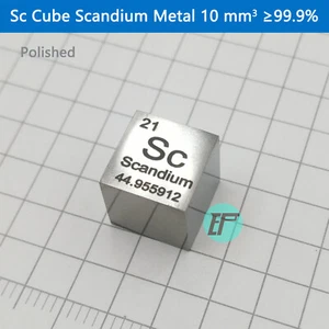 Metal Scandium Sc Cube 10 mm Periodic Table Format High Purity ≥99.9% Polished - Picture 1 of 5