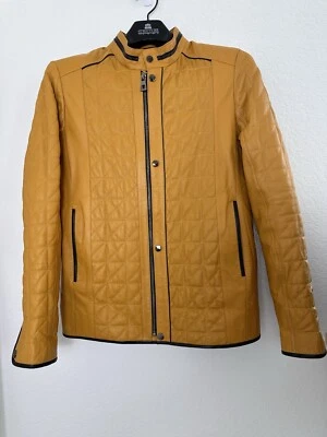 Chaqueta acolchada de cuero Iparelde para hombre M amarillo mostaza silenciosa motociclista de lujo Foto 1 de 4