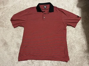 FOOTJOY FJ Mens Golf Polo Shirt Red & Black Striped Size XL Performance - Picture 1 of 5