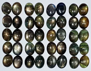 53404 - Lot of 10 Natural Australian Black Star Sapphires 8x6 mm Oval For Sale - Picture 1 of 2