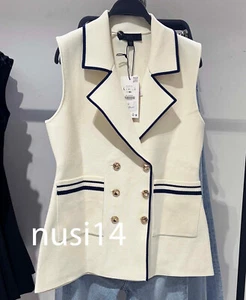 ZARA NUOVO GILET DONNA TRIM MAGLIA ECRU BLU S-XL 4192/059/080 - Foto 1 di 2