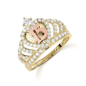 10k & 14k Gold Quinceanera Royal Crown Ring - Bild 1 von 8