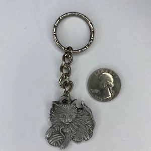 Vintage 1984 I Love My Kitten Keychain Rawcliffe Pewter  - Picture 1 of 2