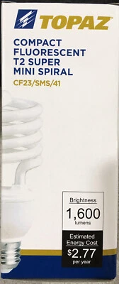 10 PACK Topaz 23W T2 Compact Fluorescent Mini Spiral CF23/SMS/41-46 CFL Bulb - Image 1 of 2