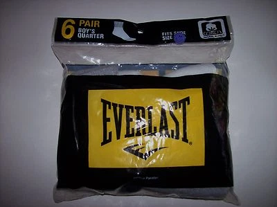 Everlast Socks Boys Quarter Select Size 3-9 9-2.5 Six Pair Per Pack Assorted NIP - Image 1 of 2