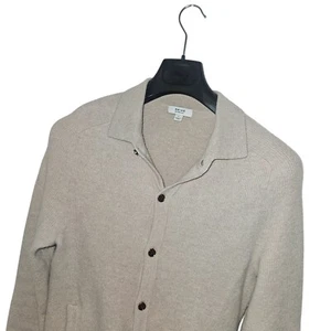 Women's REISS Premium KIEDLER 100% MERINO Wool Beige BUTTON Cardigan SLIM L VGC - Picture 1 of 9