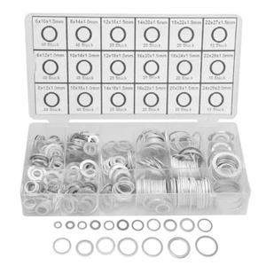 450pcs Aluminum Flat Ring Washers Car Oil Drain Plug Gaskets Assortment Set Kit - Picture 1 of 6
