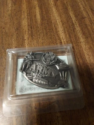 Hebilla de cinturón vintage del ejército de Estados Unidos de peltre Siskiyou hecha en Estados Unidos J-50 1987 Foto 1 de 4