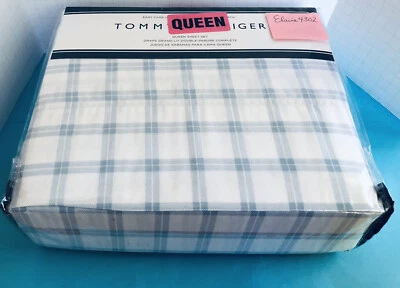 Juego de sábanas TOMMY HILFIGER azul blanco a cuadros **QUEEN** (4 piezas) Cottage (verde azulado pálido) Foto 1 de 4