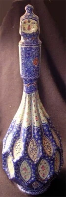 Persian Enamel Mina Karee DecoratiBottle with Stopper - Image 1 of 4