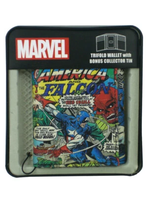 Captain America Trifold Wallet In Collectors Tin Marvel Comics Cover Art Novelty - Image 1 of 4