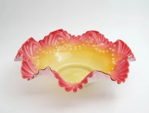 Vintage Art Glass Victorian Bowl Ruffled Hand Blown  - Picture 1 of 6