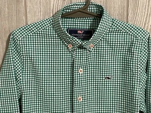 Vineyard Vines Boys Size 5 Oxford Button Up Cotton Whale Shirt L/Sleeve Green - Picture 1 of 4