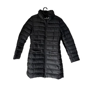 AddDown Black Goose Down Ultra Light Puffer Long Coat Jacket Womens Size 8 - Picture 1 of 7