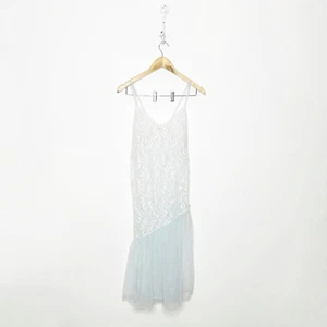 VTG 80s INTIMATE MOMENTS lace semi sheer gown lingerie baby blue womens small S - Picture 1 of 8