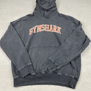 Gymshark Collegiate Hoodie Men Large Gray Oversized Sweatshirt Pullover Logo L - Picture 1 of 9