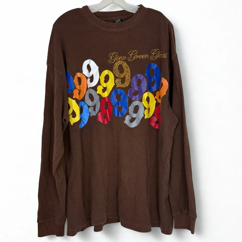 Gino Green Global Mens 3XL Waffle Knit Thermal Shirt Hip Hop Streetwear Y2K 999 - Image 1 of 4