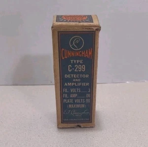 Vintage 1 Stück Cunningham C-299 Verstärker Röhre mit Originalkarton getragen - Bild 1 von 7