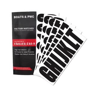 Boat Registration Identification Numbers Sticker Decals Black 4Sets of A-Z & 0-9 - Picture 1 of 6