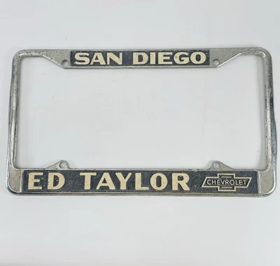 Vtg Ed Taylor Chevrolet Dealership License Plate Frame San Diego CA Classic Car - Image 1 of 4