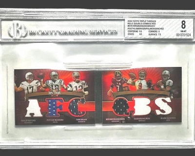 2009 Topps Triple Threads Tom Brady AFC QBS Jersey RED booklet #6/20 BGS 8 Goat - Image 1 of 4