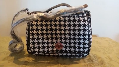 New Vera Bradley Turn Lock Black And White Houndstooth Leather Crossbody Purse! - Image 1 of 4