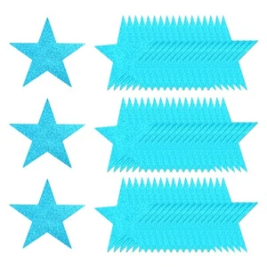 80 Pcs 6 Inch Double Printed Glitter Star Cutouts, Lake Blue - Picture 1 of 6