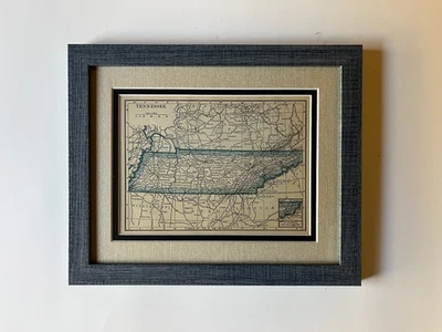 Mapa estatal "azul" de Tennessee 1934 por C.S. Alfombrilla Hammond, enmarcada/DBL VER DESCRIPCIÓN Foto 1 de 3