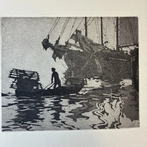 Philip Kappel Etching “Lobsterman at Dawn" - Picture 1 of 4