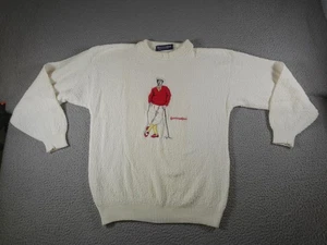 Vintage Scottish Isle Golf Sweater Mens Large White Preppy Grandpa Dad 90s Prep - Picture 1 of 11