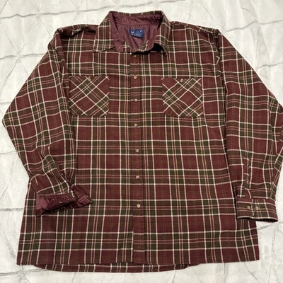Винтажная мужская тяжелая фланелевая рубашка John Blair в клетку красно-зеленая размер 2XL TL осень - Изображение 1 из 4