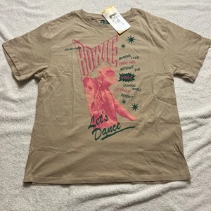 DAVID BOWIE M Tan "Let's Dance" Graphic T-Shirt Tee NEW MEDIUM - Picture 1 of 5