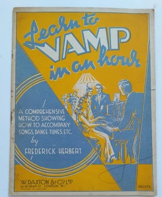 Learn To Vamp by Frederick Herbert Rare Antique Vintage Sheet Music (F11) - Image 1 of 4