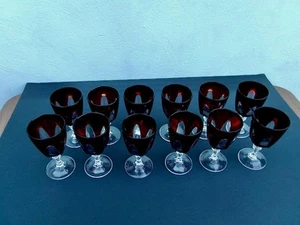 ( LOT OF 12 ) CRISTAL D'ARQUES DURAND GOTHIC ARCH RUBY RED  WINE GLASSES - Picture 1 of 7