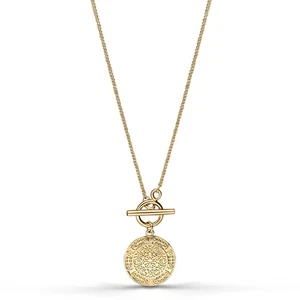 Medaillon Kette Damen – Vergoldete Goldkette mit Ornament-Anhänger 18k vergoldet - Bild 1 von 3