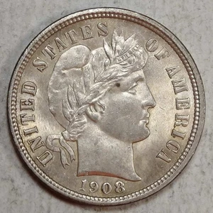 1908 Barber Dime, Choice Uncirculated, Original 0804-08 - Picture 1 of 4