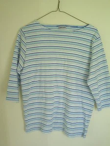 WOMEN CABIN CREEK WHITE STRIPED TOP SHIRT   M - Picture 1 of 3