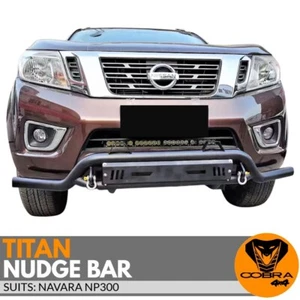Titan Nudge Bar Bull Steel suits Navara NP300 2015 - 2020 Matte Black No Bullbar - Picture 1 of 8