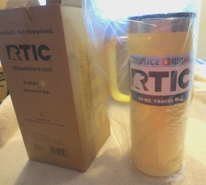 RTIC 20oz Travel Mug Tumbler w/ Handle SUNSHINE nib get a grip! - Picture 1 of 7