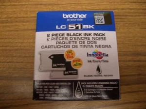 BROTHER 2er-Pack LC51BK schwarze Tintenpatronen Ablaufdatum 4/2023 - Bild 1 von 6