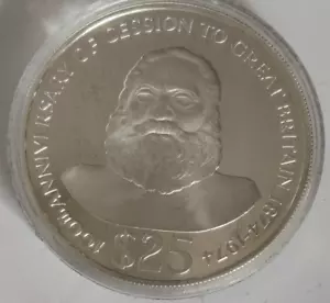 1974 FIJI ISLANDS 25 Dollar .925 SILVER Centennial Proof COIN with Case and COA - Picture 1 of 12